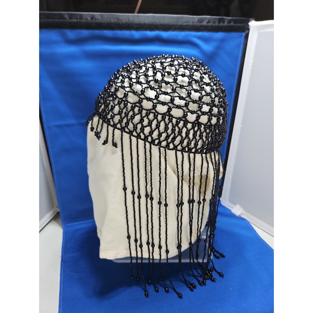 Beaded Fringe Flapper HAT Cap Headpiece Egyptian Cleopatra Headdress Vintage